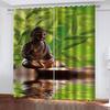 Curtains For Living Room 2 Pieces Fashion Candles Flowers Leaves 3D Shading Window Curtain For Bedroom Decor Hook