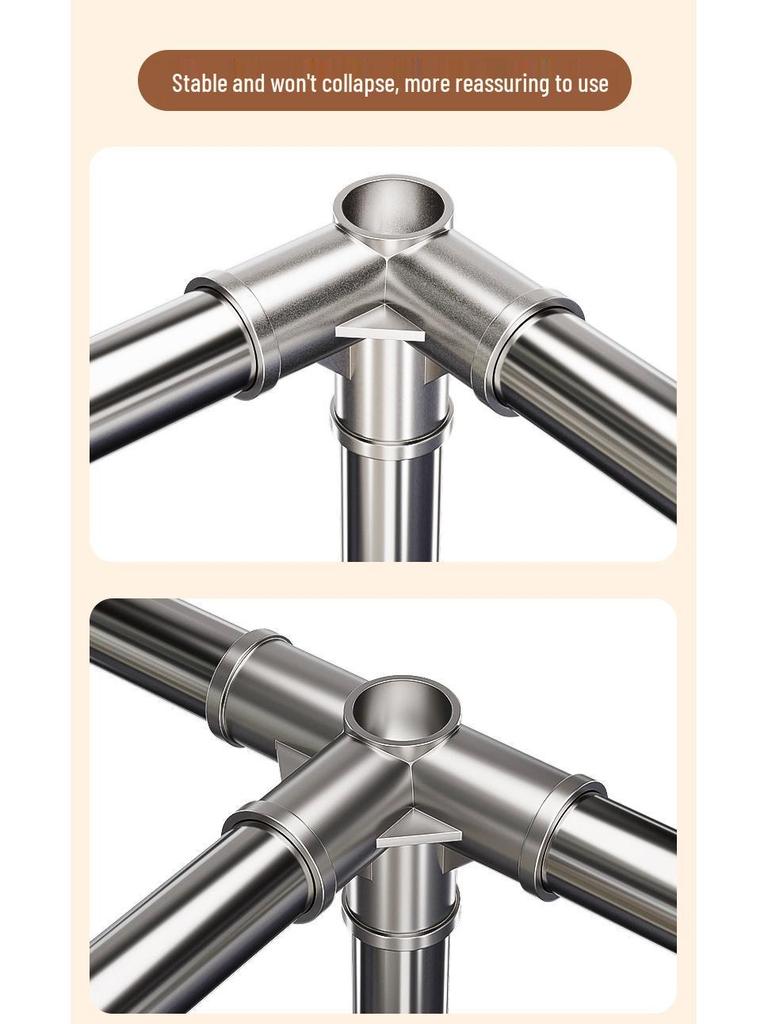 Sturdy Steel Pipe Wardrobe with Alloy Connectors for Home Bedrooms and Rentals