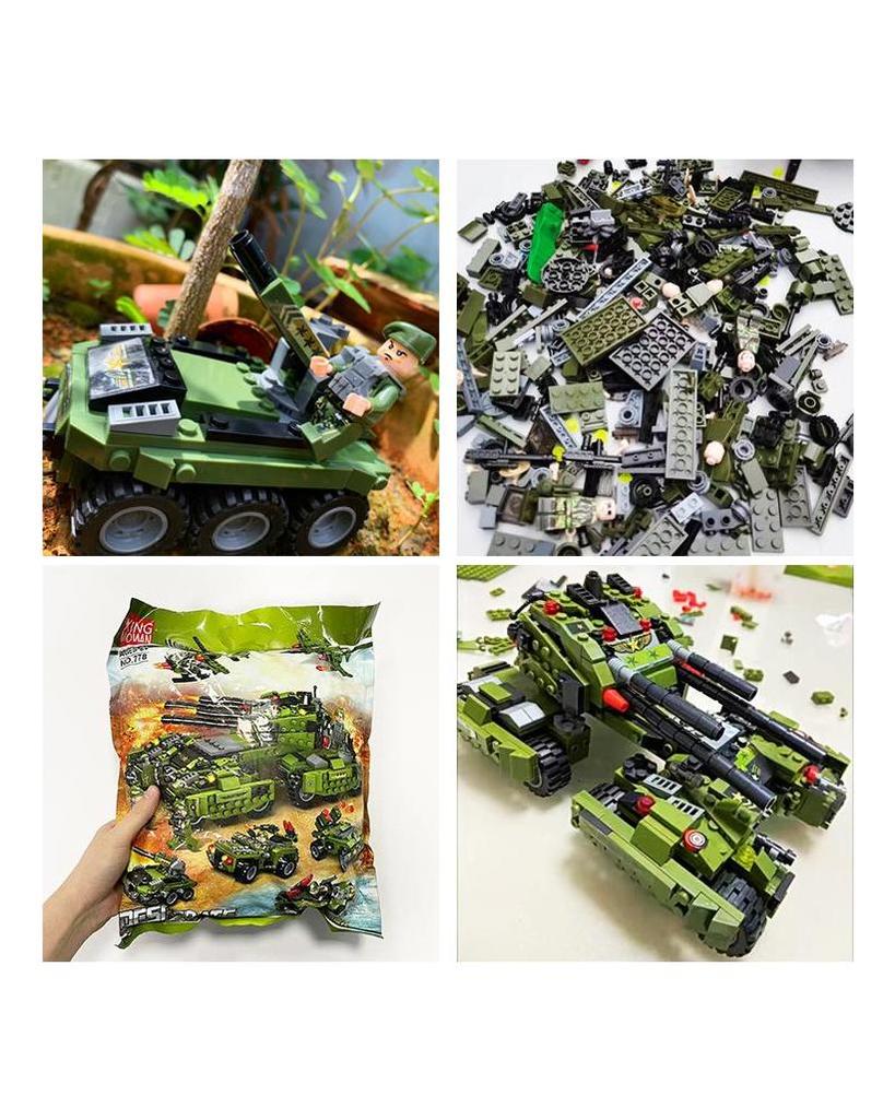 Domibro Military Building Blocks WW2 Tank Army Cihly Hračky pro kluky narozeninový dárek