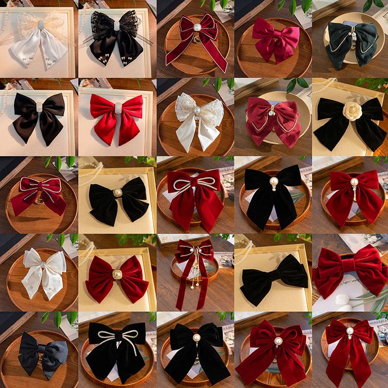 Velvet Big Bow Hairpin For Woman Girls Vintage Elegant Hairpins Head Half-Tie Headdress Exquisite Hair Accessories Gifts