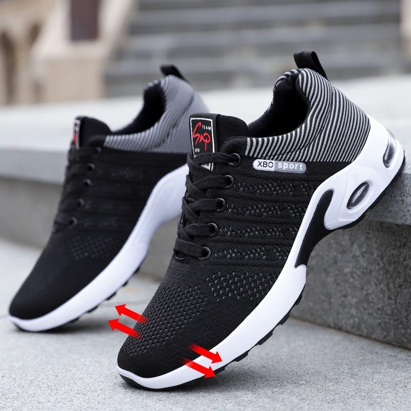 Shoes men's spring hair men's shoes lace-up running shoes large size sports shoes thick sole heightening single shoes