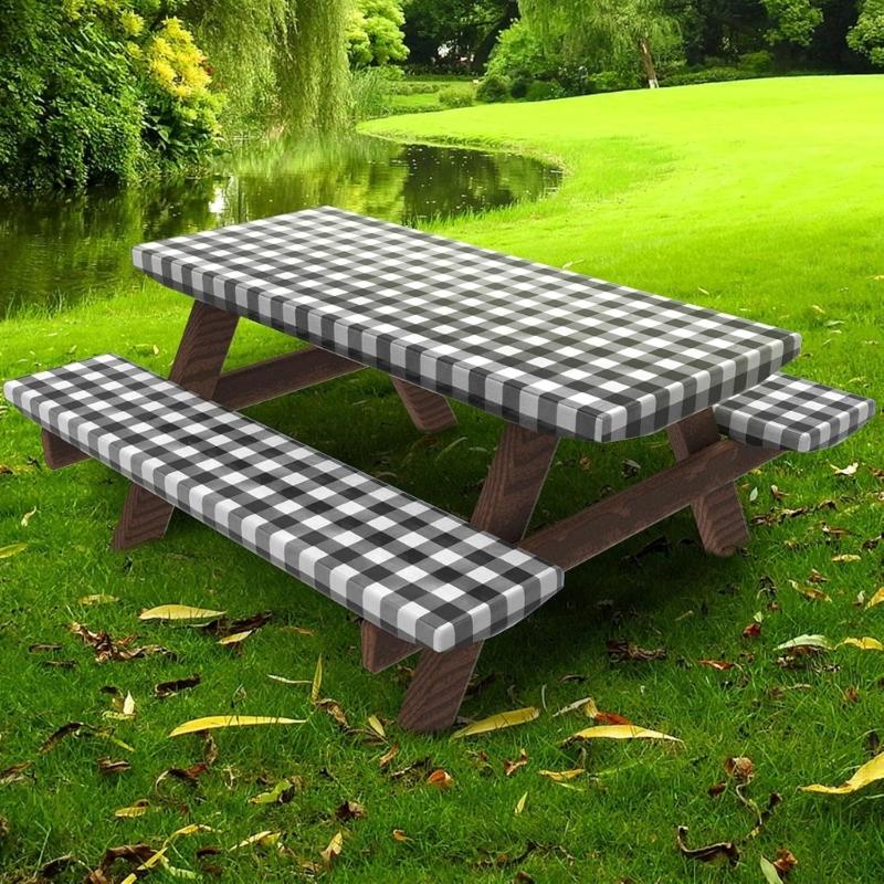 Elastic Table Protectors Outdoor Camping Picnic Rectangular Table Benches Cover Windproof Waterproofie Design