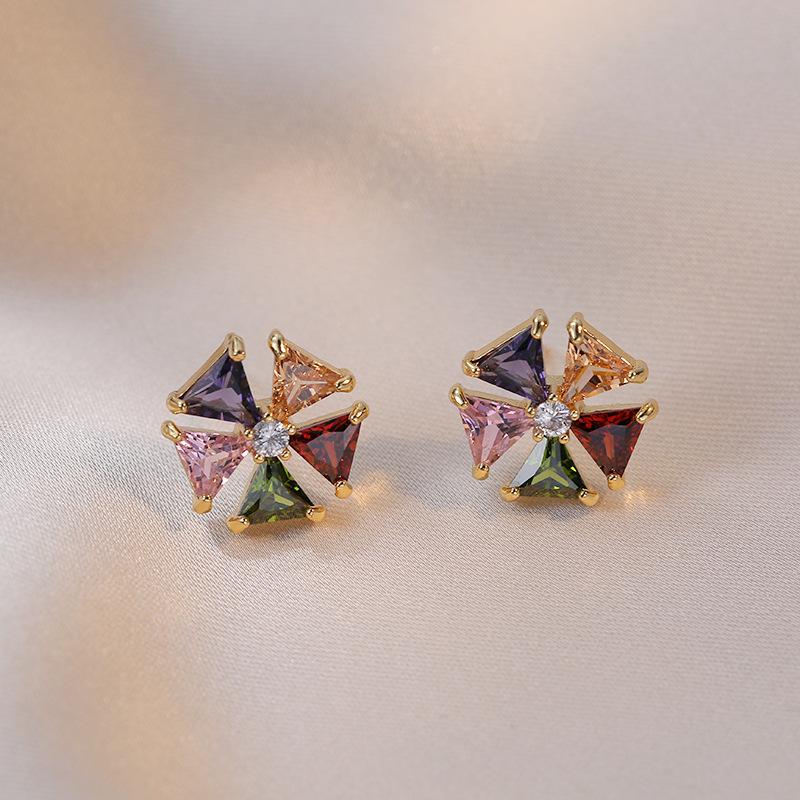 Women’s Colorful Zircon Geometric Necklace Set in Titanium Steel - Trendy Fashion Design