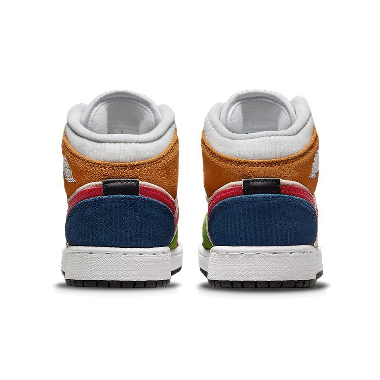 Air Jordan 1 Mid SE GS Messy Room Kids Sneakers Multi-Color White Gym-Red DR6957-100