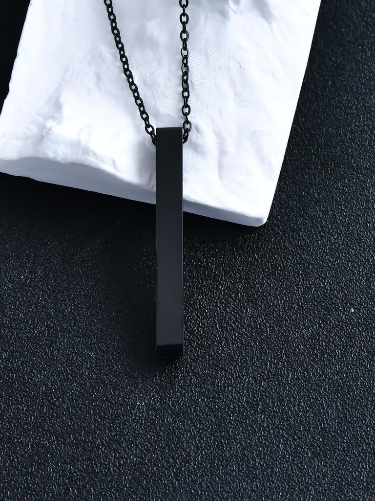 Europe and the United States supply lettering long titanium steel necklace trend rectangular geometric stainless steel pendant men