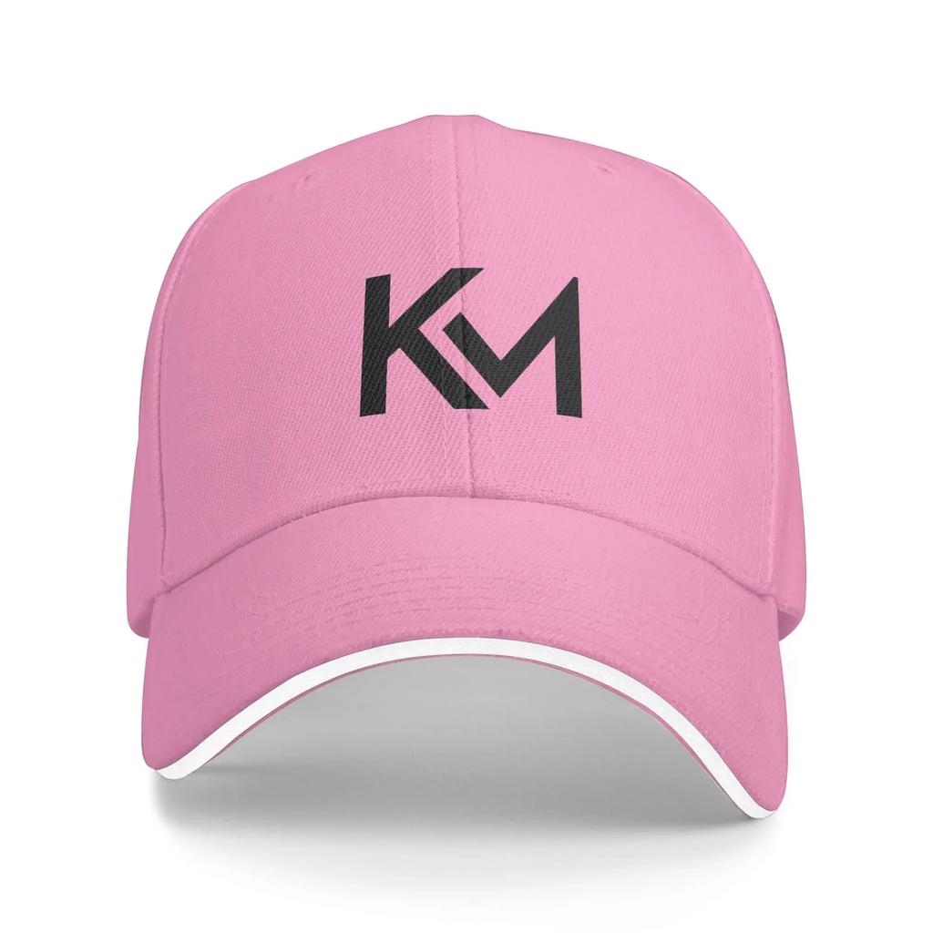 Black KM Logo Design Football Soccer Sun Baseball Cap Summer Vintage Hip Hop Hats Men Women Hunting Camping Snapback Hat