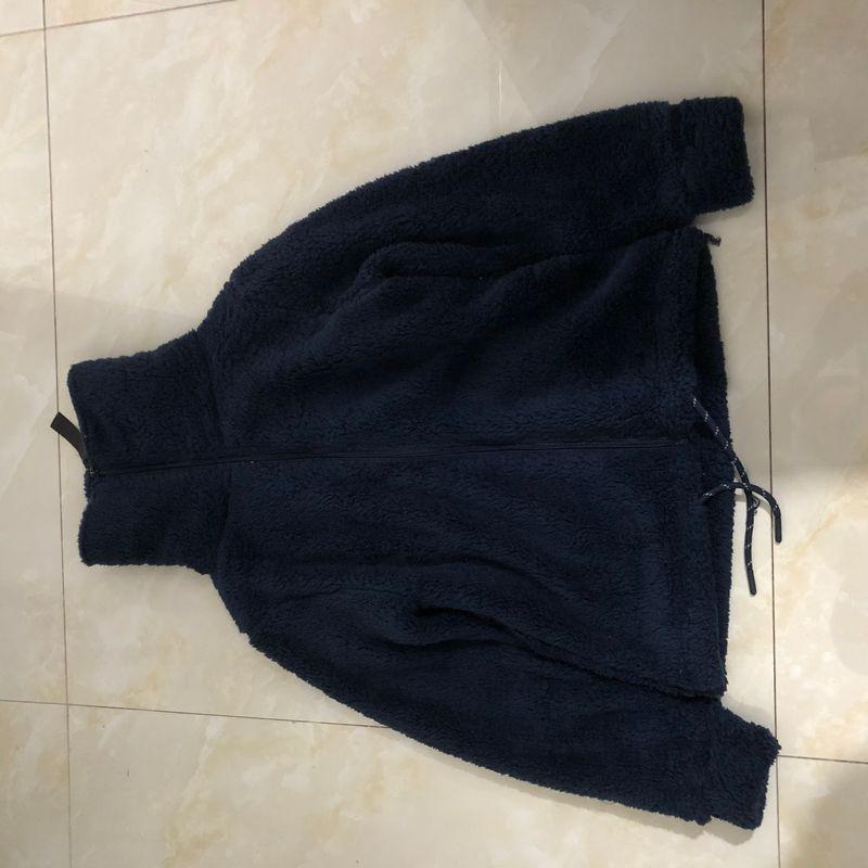 

Плюшевая верхняя одежда Зима Новая Внешняя торговля Женская одежда Простой и Универсальный Лацкан Застежка-молния Длинный рукав Кардиган Верхняя одежда 30199 Navy blue B- 1-6-2 12/14