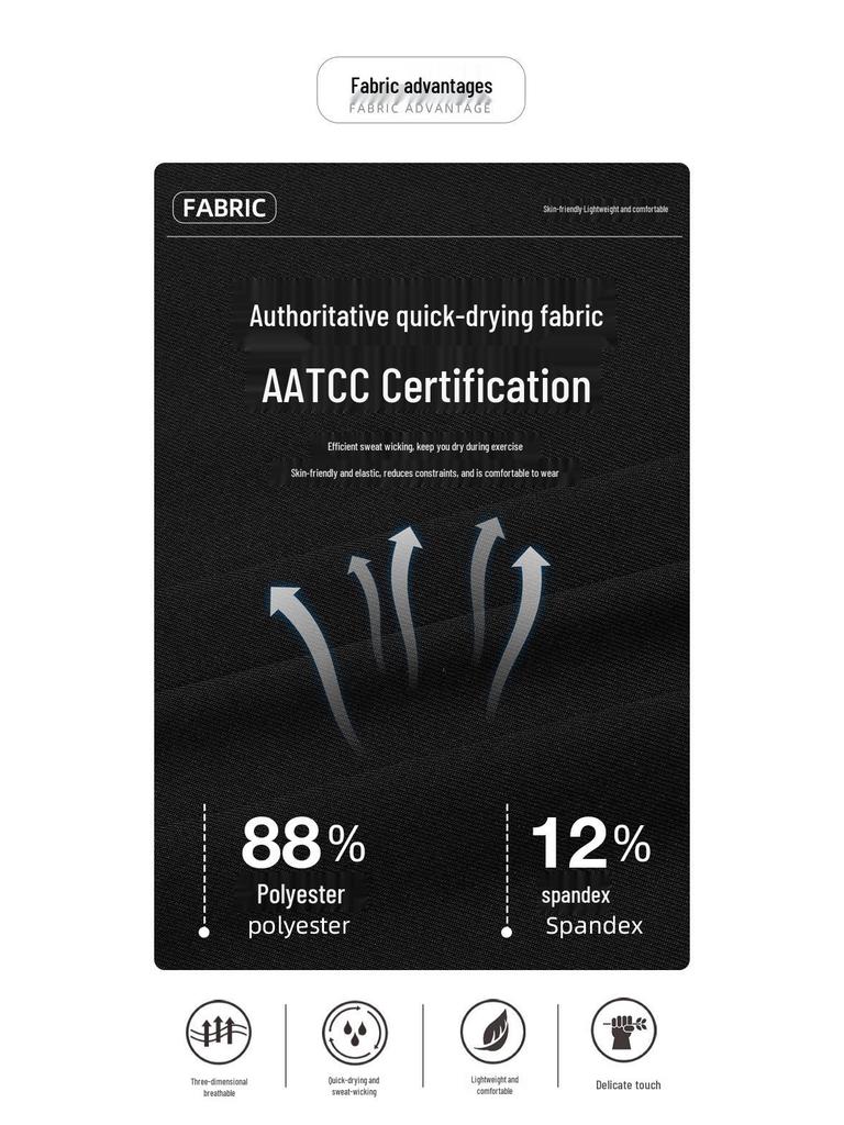 Camiseta Masculina de Manga Curta Casual para Esportes ao Ar Livre, de Secagem Rápida, Stretch, Gola Careca, Slim Fit