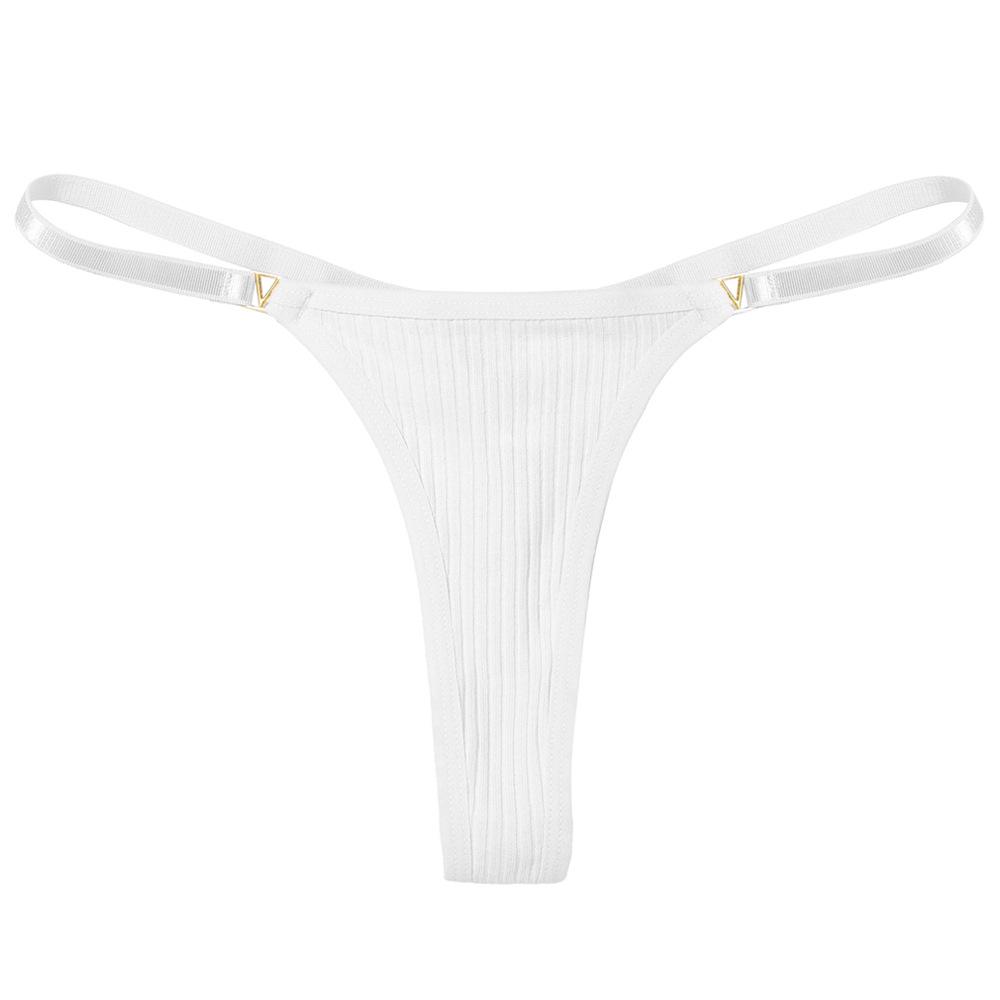 Women's Low-Rise Cotton Ribbed T-back Thong - Sexy, European & American Style, Hip-lifting Fitness, High-Cut Fashion