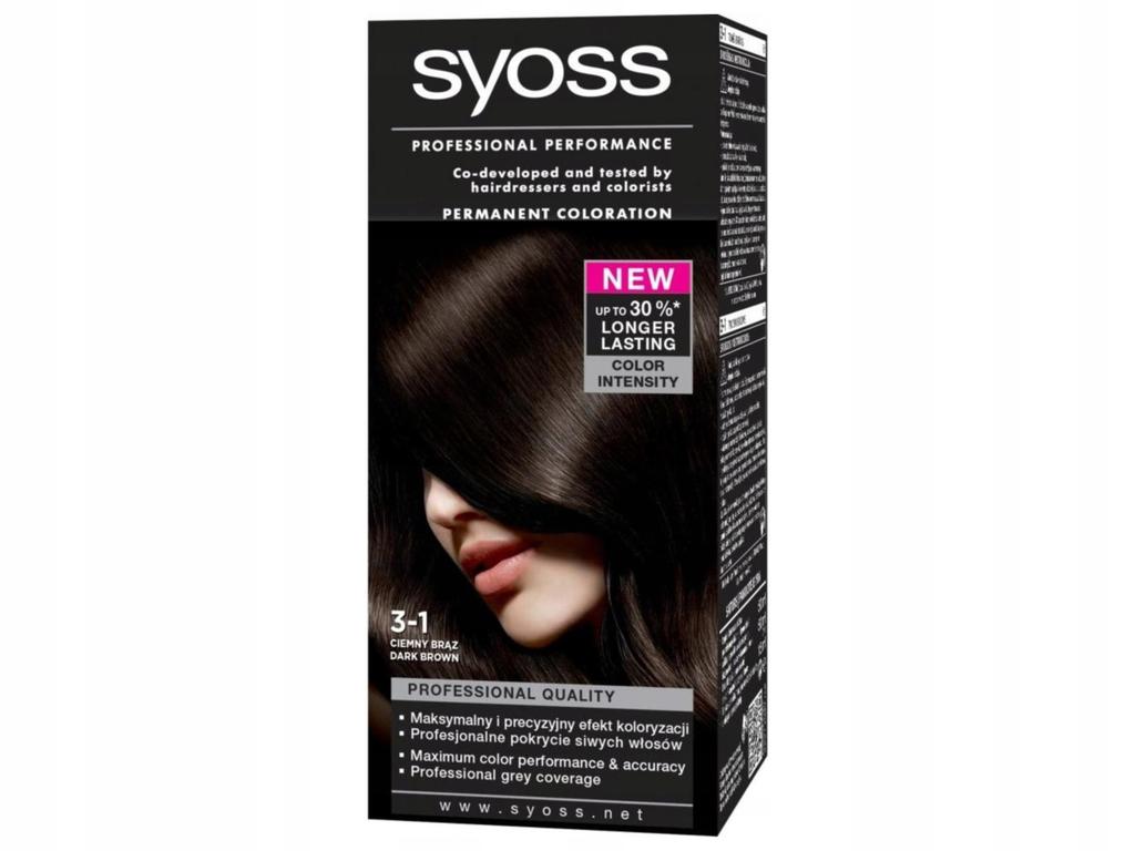 Syoss Permanent Color Hair Dye, Permanent, No. 3_1 Dark Brown 1 Pc