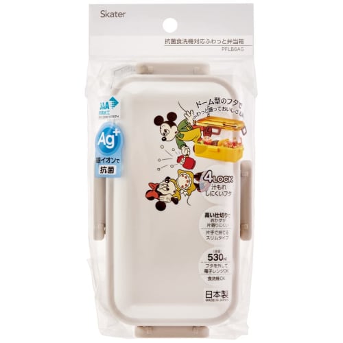 Skater Bento Box Disney Mickey Mouse & Friends Cooking 530ml Antibacterial Fluffy Dome Lid for Women Made in Japan PFLB6AG-A