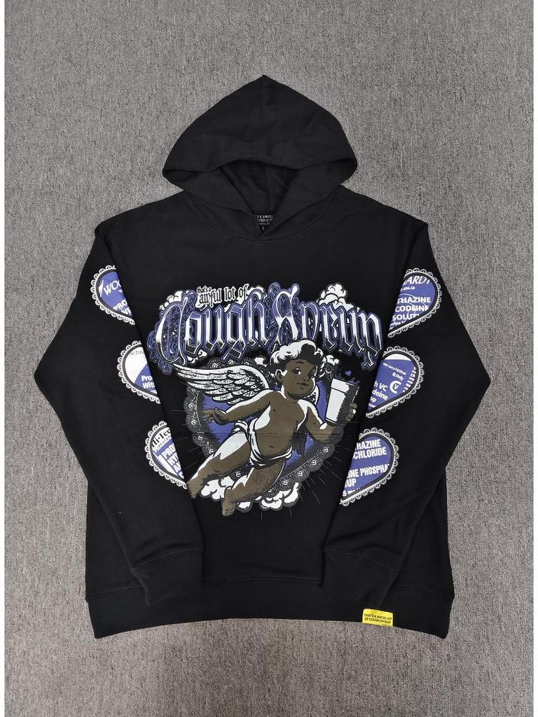 "That's an Awful Lot of Cough Syrup" Anime Print Hoodie for Men - Trendy Brand Original Label.