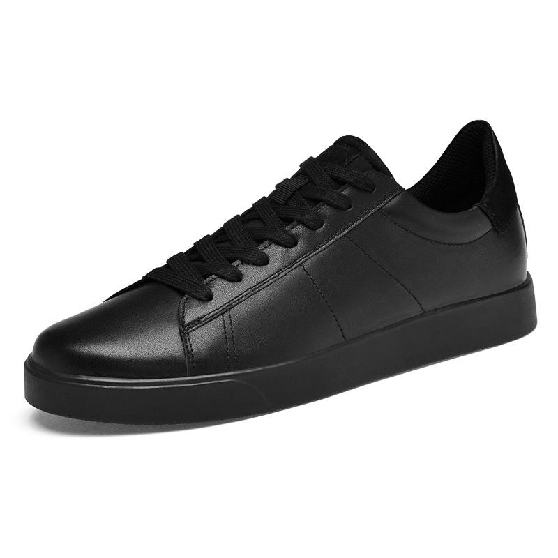 2026 Men's Genuine Leather White Low-Top Skate Shoes - Versatile, Breathable, and Trendy with Thick Sole