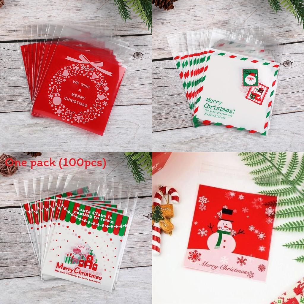 Christmas Packaging Gift Bags With Selfadhesive Closure For Holiday Cookies And Candies