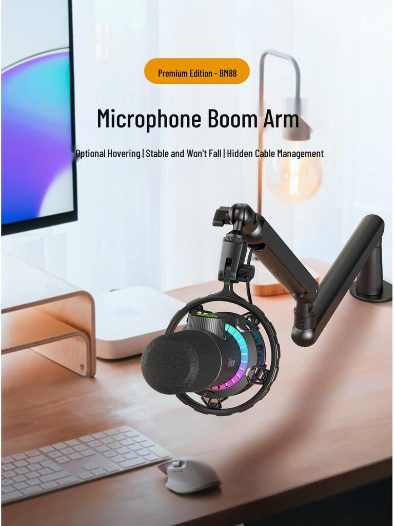FIFINE Professional Microphone Stand with Shockproof Boom for Desktop Recording
