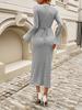 Women's Slim Fit Flared Sleeve Solid Color Knit Dresses