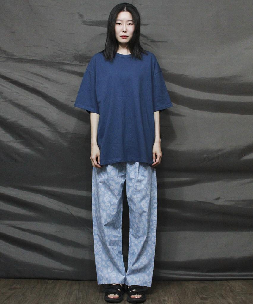 Deumakeu Paisley Wide Fit Elastic Waist Pants Sky Blue