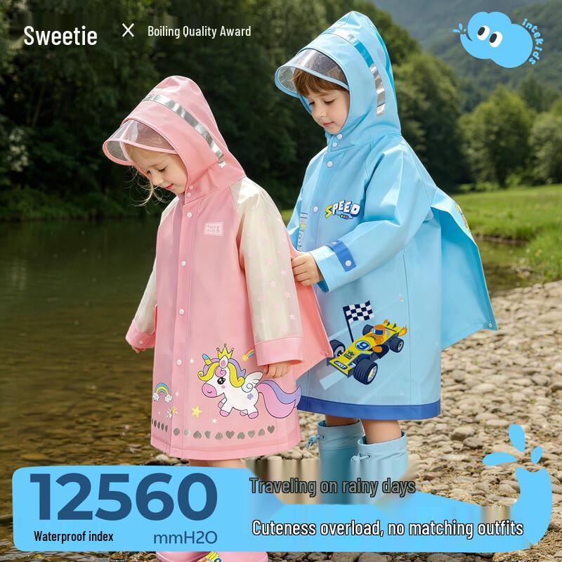 Kids Cartoon Raincoat with Backpack Slot