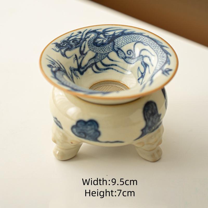 

Ru Kiln Blue Dragon Tea Filter Set Tea Leakage Filter Net High end Exquisite Filter Kung Fu Tea Set Accessories