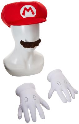 Super Mario Merchandise Hat and Fake Mustache Set for Kids, Cosplay, Video Game [Parallel Import]