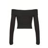 Women's Clothing Sexy Royal Sister Style T-shirt Spring and Summer One-word Collar Off-the-shoulder Temperament Short Top