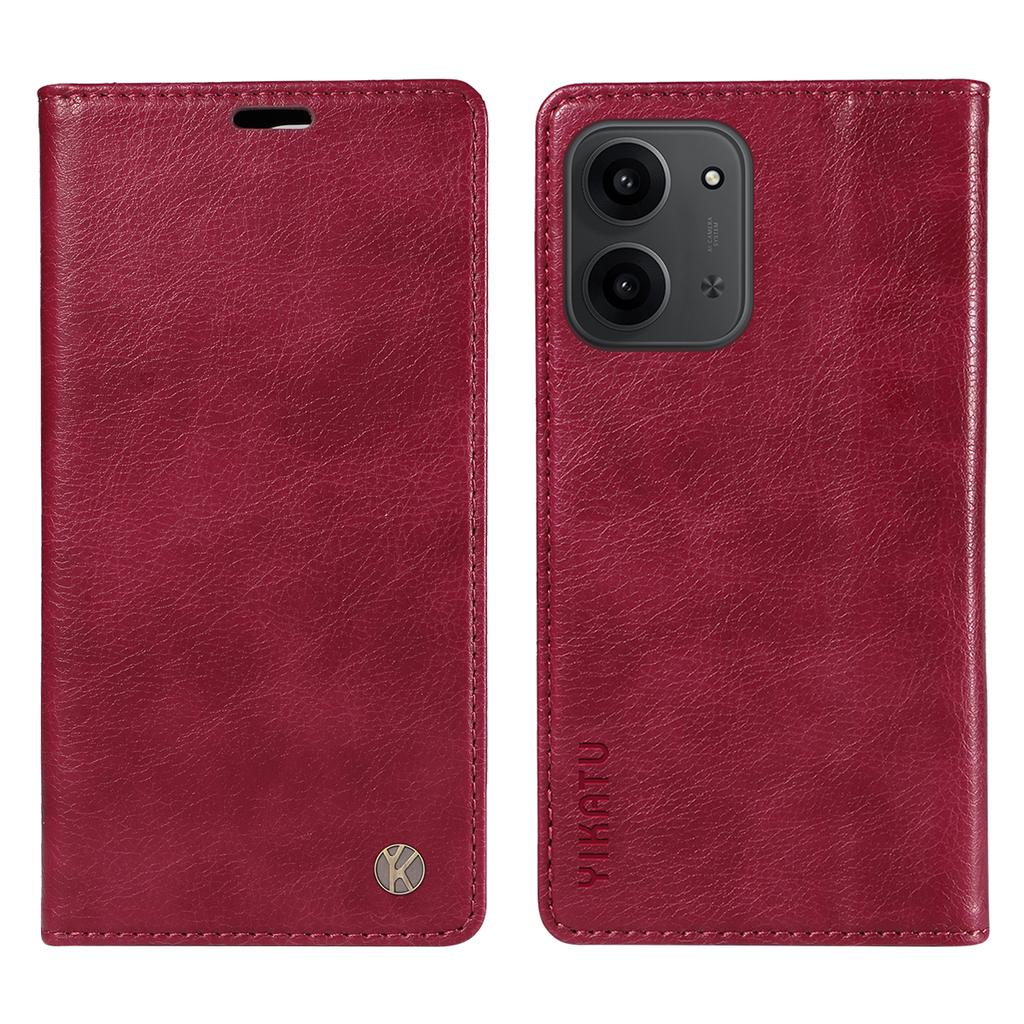 For Xiaomi Redmi 15C 4G (171mm) Wallet Case YIKATU YK-006 Magnetic Closure Leather Phone Cover Litchi Texture