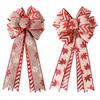 40*24cm Double Layer Large Christmas Bow Christmas Tree Topper Bow with Glitter Gold Edge Decor for Xmas Door MapleLeaf Bow Deco