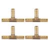 5pcs Brass T 3-Way Hose Joiner Fittings Barbed Connector   Water Oil Gas Fuel (6mm)