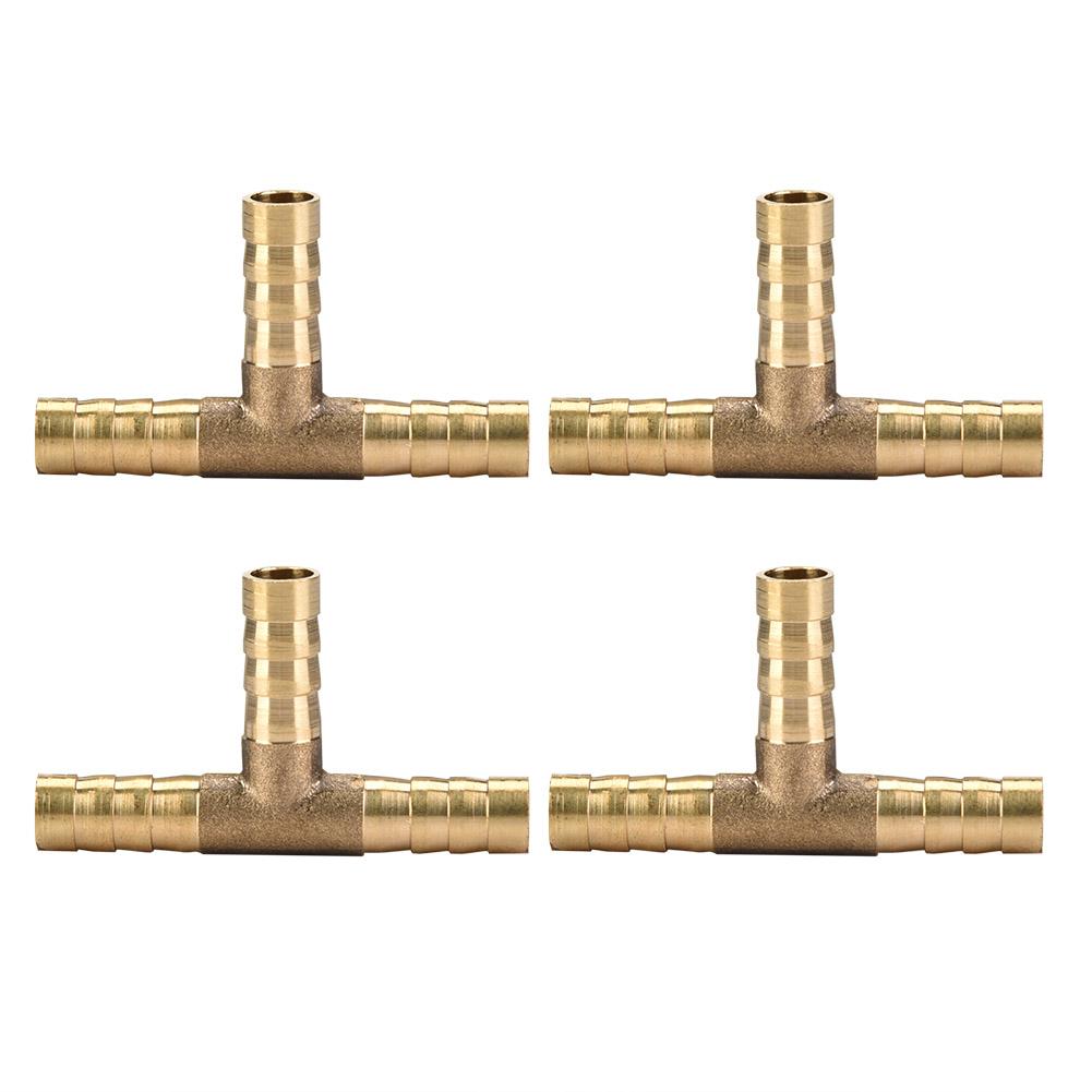 5pcs Brass T 3-Way Hose Joiner Fittings Barbed Connector Water Oil Gas Fuel (6mm)