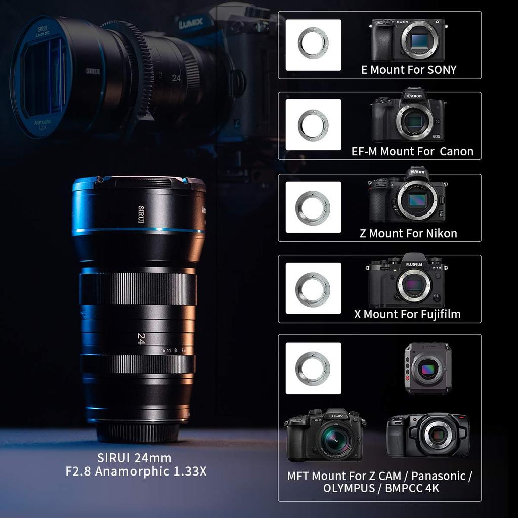 SIRUI 24mm Anamorphic Lens Camera Lens F2.8 1.33X APS-C (MFT Mount)