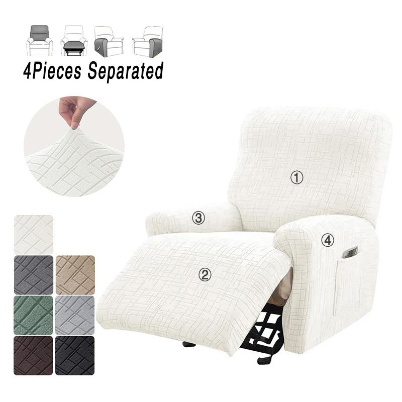 

4Pcs in 1Seater Split Recliner Sofa Cover Striped Jacquard Stretch Armchair Slipcover Single Sofa Protector for Living Room 1seater(4pcs)