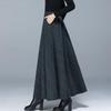 Winter New Fashion Versatile High Waist Woolen Half Skirt Women's Printed Plaid Patchwork Pockets Warm A-line Large Swing Skirt