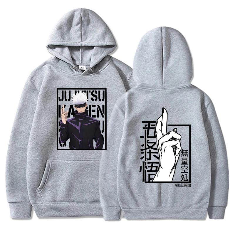 Neue Anime Satoru Gojo Bedruckte Hoodies Damen Herren Langarm Lockerer Pullover Anime Kapuzenpullover Lässige Oberteile Pullover