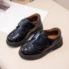 Spring and Autumn New Casual Lace-up Black Boy Leather Shoes Hollowed Out Feet Breathable British Korean Version of Small Children's Shoes