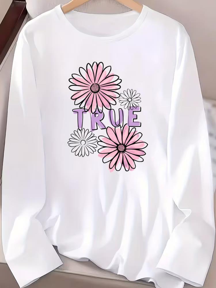 (Asian Size) butterfly style Long Sleeve T-shirts Casual Clothing Women o-neck Print T Shirt autumn winter spring Fashion Top Graphic Tee