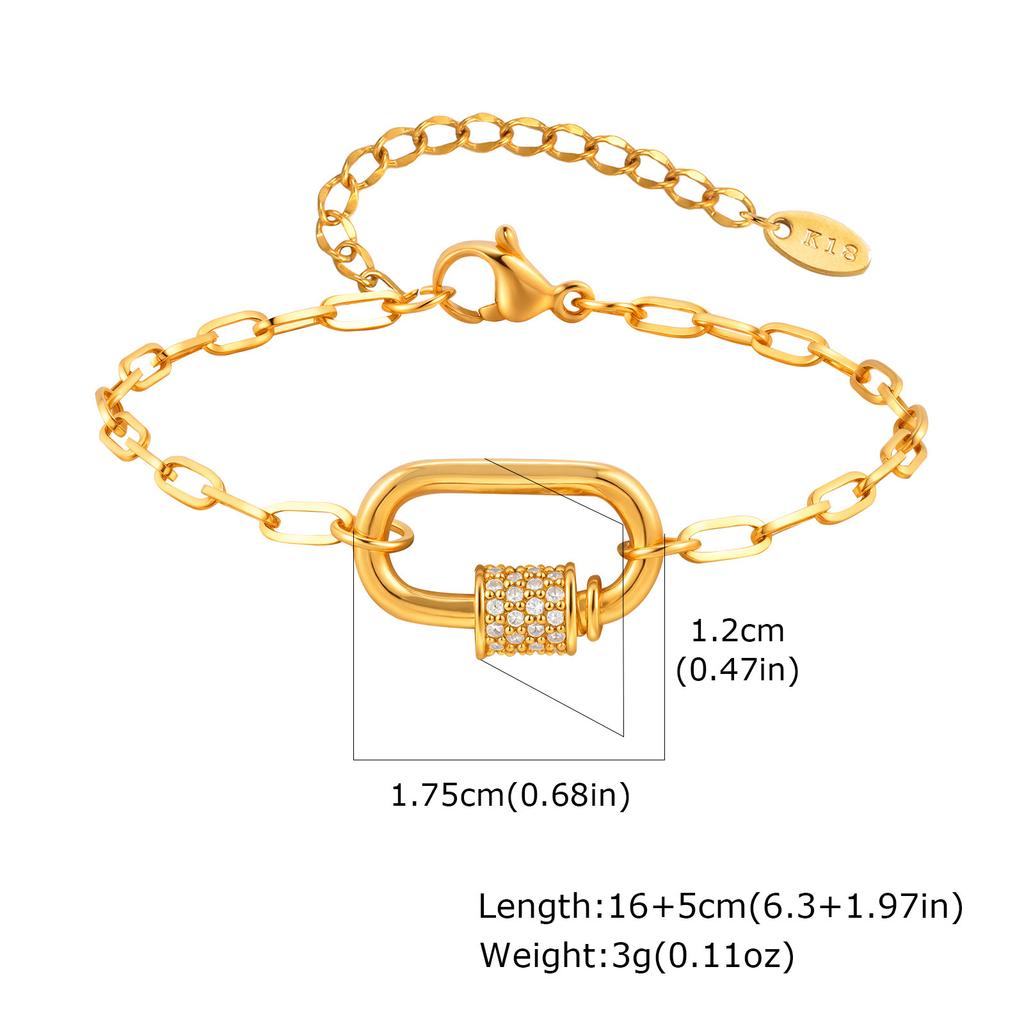 Fashion Accessories, Stainless Steel Square Chain Geometric Copper Zircon Necklace Gold Ladies, Jewelry