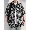 Japanese-Style Vintage Floral Full-Print Shirt for Men, Summer High-End Casual Loose Short-Sleeve Shirt