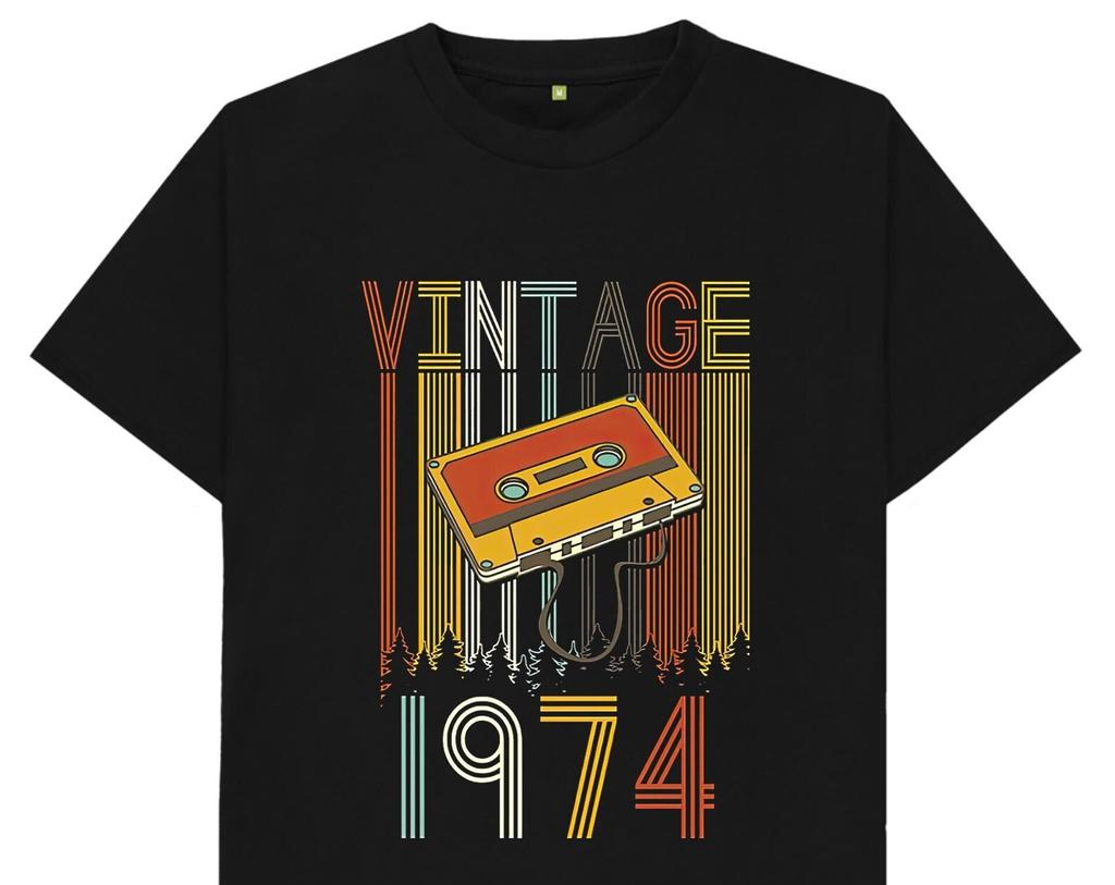 Vintage 1974 Cassette Tape 50th Birthday T Shirt