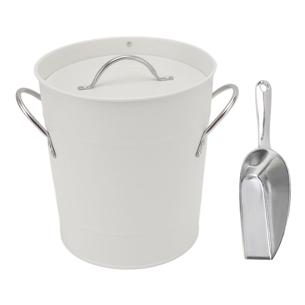 Ice Bucket Round with Ice Shovel Galvanized Sheet Plastic Beer Chiller Bin For Bar Home Restaurants Parties