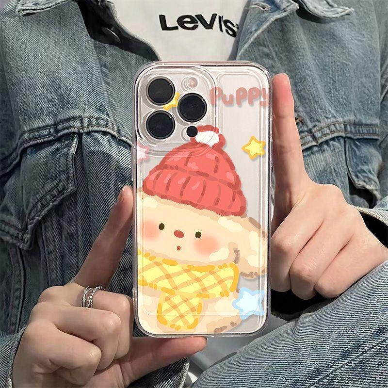 Cute graffiti puppy for iPhone17promax iPhone 16 case 14/13 niche 15 fine holes x