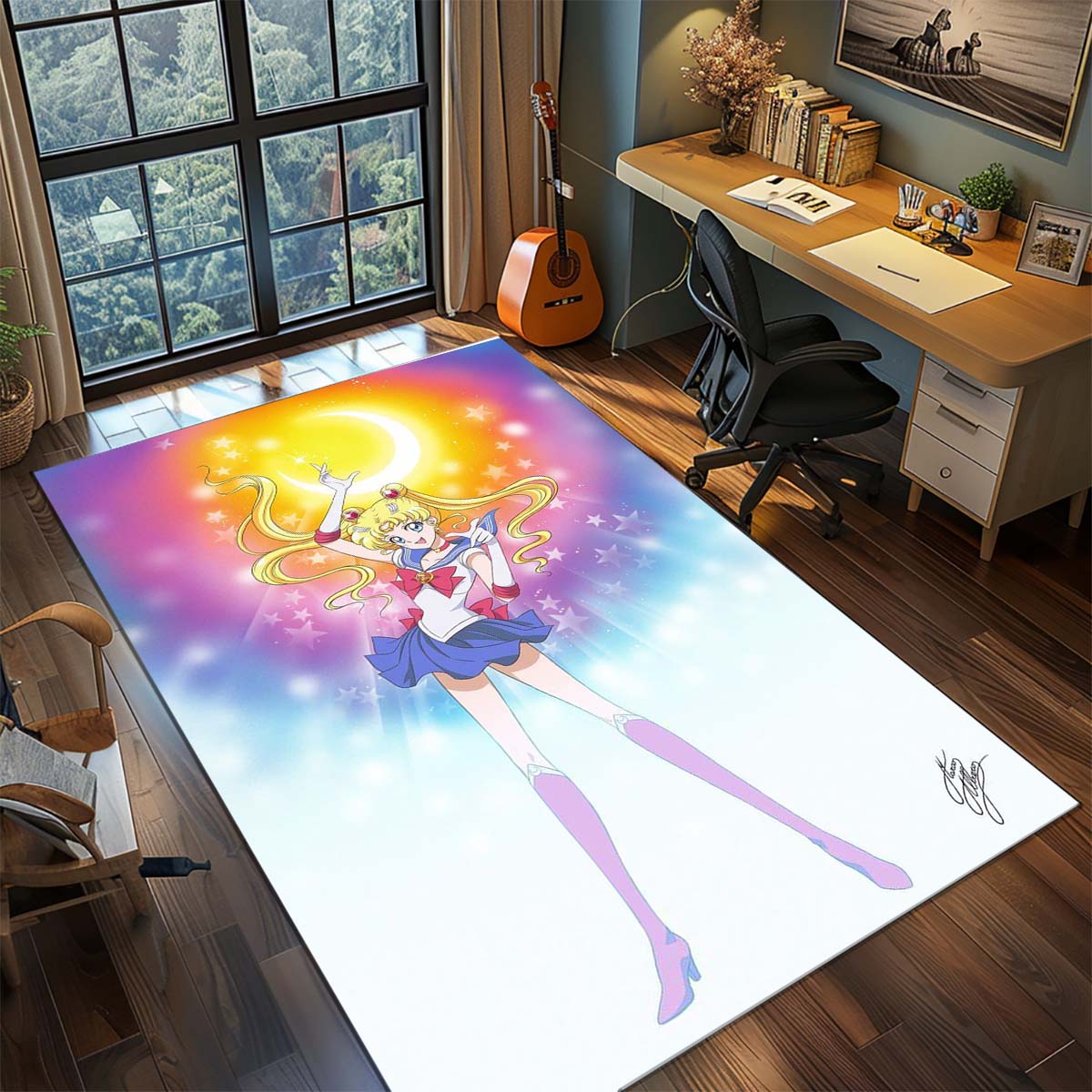 

Sailor Moon Anime Rug Carpet Large Area Rug Non Slip Washable Floor Mat Gamer Room Bedroom Home Decor -QJY 60x90cm