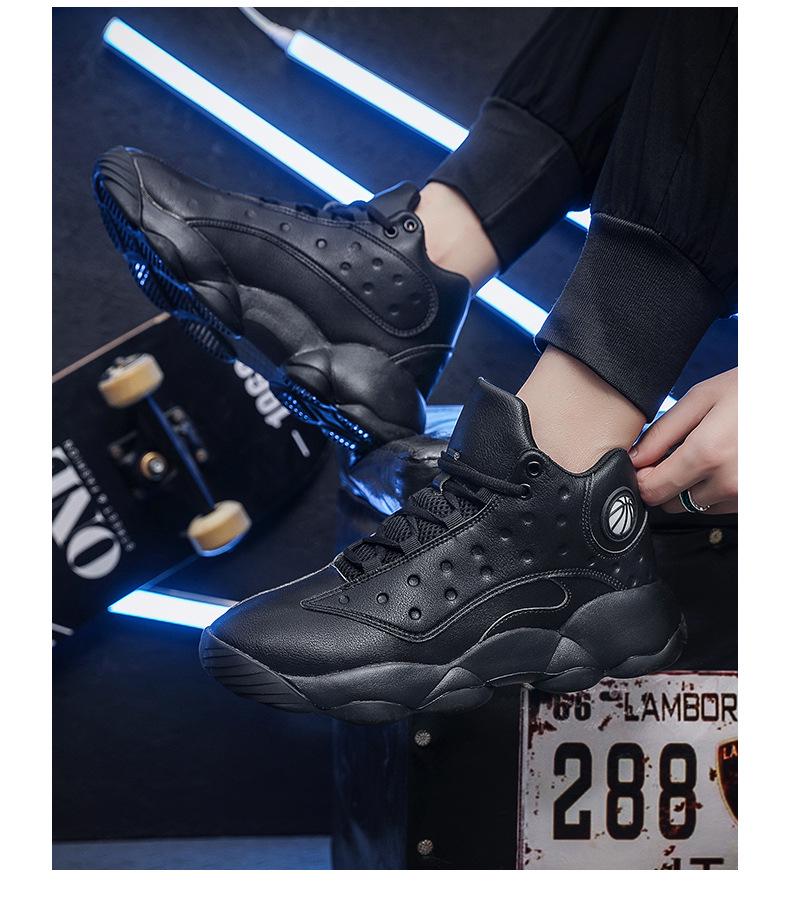 Men's Waterproof Leather High-Top Basketball Shoes, Sizes 45-48: Autumn/Winter Casual Sneakers