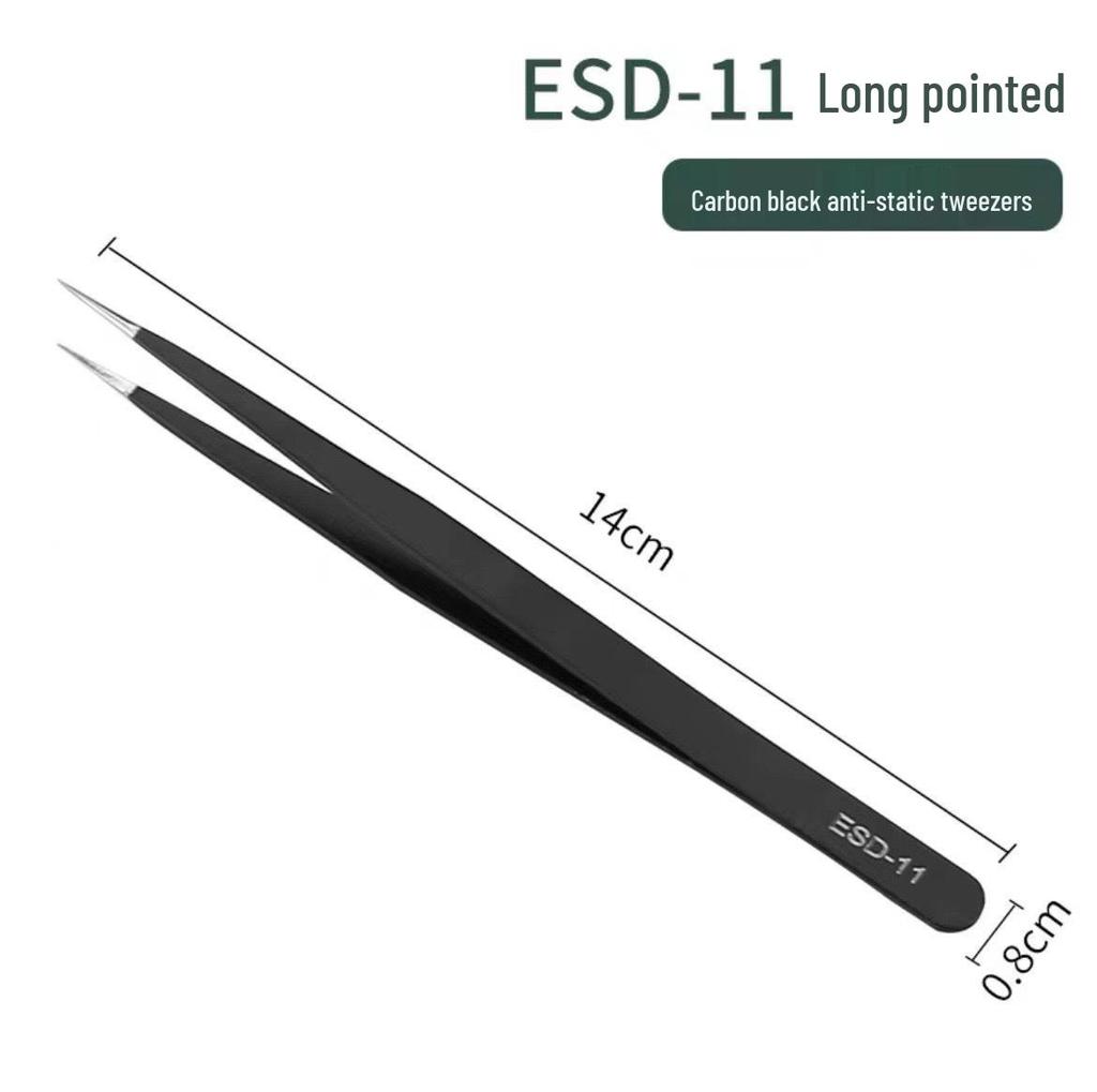 Bent Tip Stainless Steel Precision Tweezers: Fine-Point, Anti-Static Tool for Hair, Acne, Bird's Nest Picking, and Repair.