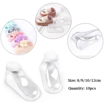10 sztuk przezroczystego/białego plastikowego stojaka na stopy dla dzieci buty dla dzieci buty skarpetki prezentacja wyświetlacz stóp półbuty buty przezroczyste pcv;