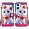 Handmade PU Leather Flip Case for Honor X7a Anti-Slip Shockproof Cover with Wrist Strap & Heart/Rose Cat Designs