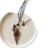 New Chinese Zen necklace women's bronze feather leaves long bohemian retro ethnic style long pendant