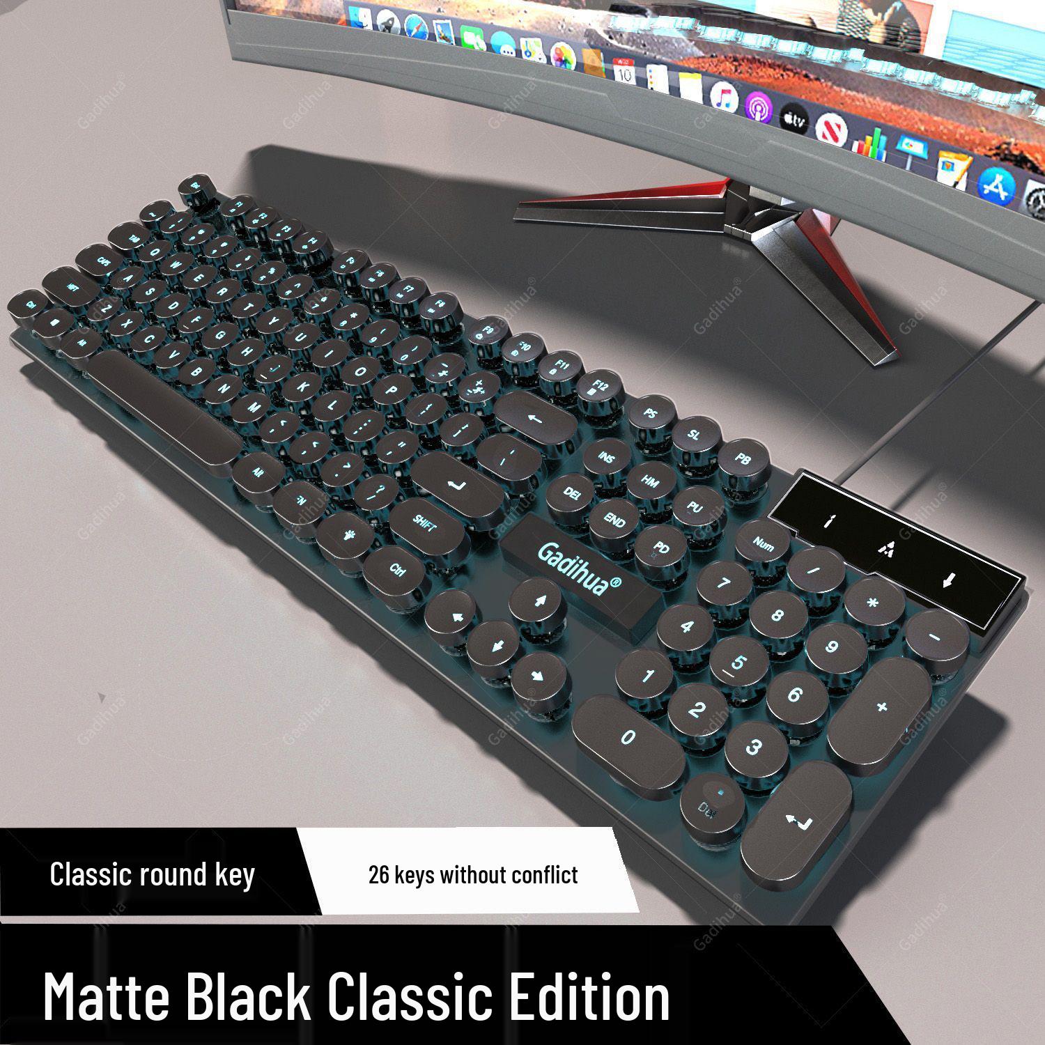 

Luminous Mechanical-Feel Wired Keyboard and Mouse Set for Multiple Devices