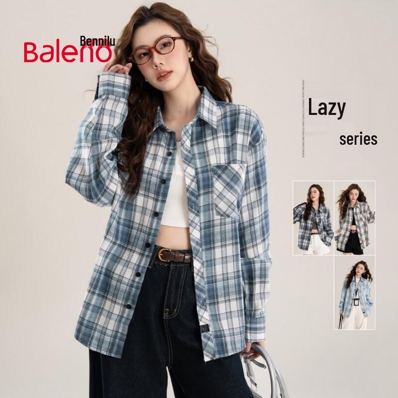 Baleno Unisex Plaid Long-Sleeve Casual Shirt XL
