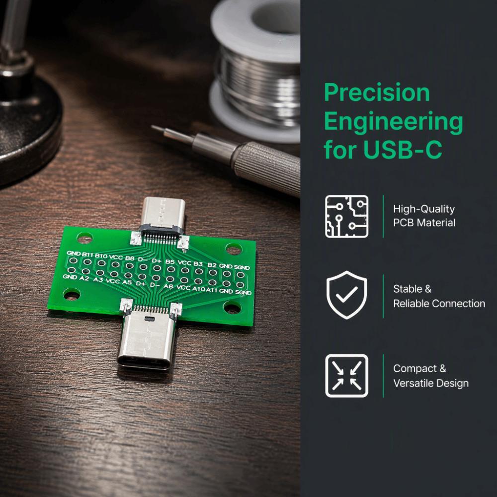 24 Pin Type-C Test Board 2.54mm Pitch USB 3.1 PCB Adapter Type-C Connector Socket  For Data Line