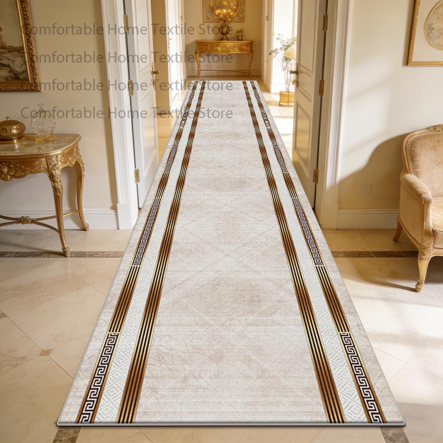 Modern Light Luxury European Style Long Carpet Decoration Hallway Doorway Antiskid Runner Rug Easy Clean Lint-free Corridor Mat 60x200cm